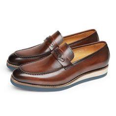 Elevate your formal attire with our Distinguished Leather Exotic Business Wedding Slip-On Loafers. Crafted with genuine leather, these loafers exude sophistication and class. Upgrade your shoe collection with these exquisite leather loafers that effortlessly combine style and comfort. Shop now and step into elegance. Brown Slip-on Tassel Loafers For Formal Occasions, Brown Wedding Loafers With Round Toe, Brown Round Toe Loafers For Wedding, Elegant Brown Slip-on Monk Strap Shoes, Brown Leather Sole Loafers For Wedding, Classic Brown Wedding Loafers, Classic Brown Loafers For Wedding, Elegant Brown Moc Toe Moccasins, Elegant Brown Moccasins With Moc Toe