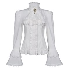 PRICES MAY VARY. Features: stand-up collar, removable tie, cute flared long sleeves. Vintage Victorian Lace Lolita Shirt;Texture: Soft and lightweight fabric,skin-friendly and comfortable Button closure;Style: Vintage Victorian Blouse Tops,Gothic Dress Shirt,Lotus Ruffle Tops,Casual Blouse Shirt,Button Blouse Shirt; This shirt is suitable for role-playing parties, fancy dress parties, clubs, Halloween themed parties, steampunk parties, Renaissance events and casual life Garment Care: Preferably Long Sleeve Half Shirts, Flouncy Sleeves Blouses, Cheap Semi-formal Shirt For Fall, White Cowgirl Shirt Long Sleeve, Luxury Elegant Semi-formal Dress Shirt, Gothic Pirate, Victorian Shirt, Ruffle Tops, Pirate Shirt