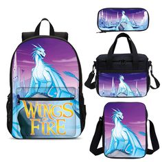 Kids School Bag Backpacks Set Wings of Fire Dragon Cooler Lunch Bag Pen Case Lot | eBay Fire Kids, Dragon Kid, Wings Of Fire Dragons, Kids School Backpack, Cooler Lunch Bag, Backpack Material, Fire Dragon, Wings Of Fire, School Bags For Kids