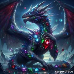 a dragon with many lights on its body