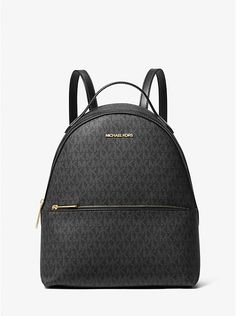 Sheila Medium Logo Backpack | Michael Kors Michael Kors Backpack For On-the-go, Coated Canvas Backpack With Zipper Closure, Coated Canvas Backpack With Zipper Closure For On-the-go, Black Coated Canvas Backpack With Zipper Closure, Black Coated Canvas Backpack With Zipper, Michael Kors Travel Backpack With Logo, Modern Everyday Backpack With Logo, Trendy Travel Backpack With Logo, Trendy Logo Backpack