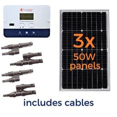 solar panel with 5x 50w panels and 6 plugs for the power source