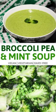 broccoli pea and mint soup in a bowl