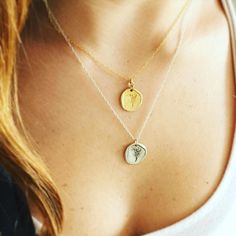 "Handmade simple 14K gold filled coin layered necklace. Simple and elegant 14K gold filled coin pendant on a delicate gold filled chain. The 14k gold filled coin is hand stamped with an image of wheat, that give this unique necklace its antique style. This necklace is made from high quality 14K \"Gold Filled\" - unlike \"gold plating\" the gold in gold filled jewelry is mechanically bonded to the base metal, and it will not wear off or turn black. The perfect every-day necklace that adds chic to Delicate Charm Necklace With Coin Pendant, Delicate Everyday Charm Necklace With Coin Pendant, Delicate Everyday Coin Necklace With Round Pendant, Minimalist Gold Charm Necklace With Birth Flower, Dainty 14k Gold Filled Hand Stamped Necklace, Dainty Medallion Necklace For Everyday, Gold Dainty Coin Necklace For Everyday, Dainty Coin Necklace For Everyday, Dainty Medallion Nickel-free Charm Necklaces