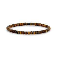 Brown and Hematite Bead Bracelet - Mens Steel Bead Bracelets - The Steel Shop Brown Tiger, Brown Tiger Eye, Tiger Eye Beads, Eye Beads, Hematite Beads, Precious Jewelry, Steel Jewelry, Bead Bracelet, Tiger Eye