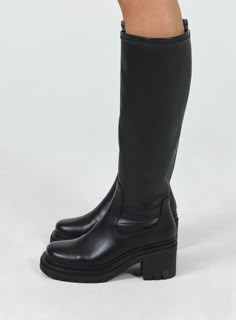 Knee-high boots Princess Polly Lower Impact Upper & insole: 100% Waterbased PU Lining:100% Fabric Outsole: 100% Rubber Faux leather material Zip fastening at side Rounded toe Treaded sole Padded footbed Heel height: 7cm / 2.7in Genuine Leather Knee Boots, Tall Black Boots Tight, 3/4 Black Boots, Ponited Boots, Black Chelsea Boots Tall, Black Heeled Boots Uk, Shop Knee High Black Boots, Tall Blavk Boots Outdit, Tall Black Boots 2022