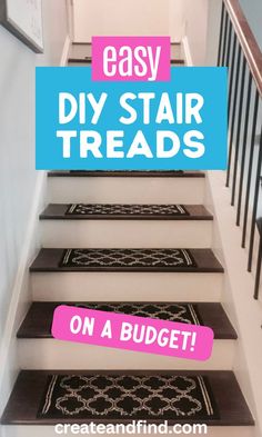 DIY stair treads. Diy Stair Treads, Anti Slip Stairs, Painted Stairs Makeover, Paint Stairs Diy, Painted Wood Stairs, Home Entry Way, Diy Staircase Makeover, Pallet Floors