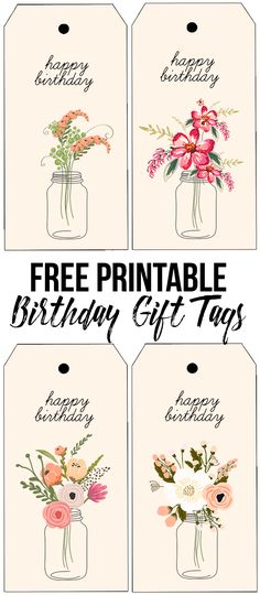 free printable birthday gift tags with flowers