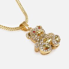 Discover the perfect blend of style and durability with our Teddy Bear 1½" Pendant with Chain Necklace, crafted from high-quality 18K gold plated stainless steel. Whether you're celebrating a victory on the field or making a fashion statement off it, this necklace is designed to complement your sporty lifestyle. With a polished finish that resists rust and tarnishing from sweat or water, it’s made to last through every challenge. This versatile necklace features a charming teddy bear pendant, of Gold Rope Chain Jewelry For Streetwear, Gold Rope Chain Jewelry, Gold Jewelry For Streetwear, Gold Necklace With Adjustable Chain For Streetwear, Gold Adjustable Chain Necklace For Streetwear, Gold Chain Necklace With Adjustable Chain For Streetwear, Gold Metal Necklaces For Streetwear, Teddy Bear Pendant, Sporty Lifestyle