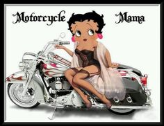 a woman sitting on top of a motorcycle with the caption motorcyclie mama