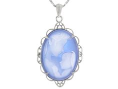 Blue agate mother and child cameo rhodium over silver pendant with chain Silver Cameo Round Pendant Jewelry, Silver Cameo Jewelry With Round Pendant, Oval Cameo Jewelry Gift, Round Silver Cameo Necklace, Blue Cameo Necklace For Formal Occasions, Silver Cameo Pendant Necklace, Silver Cameo Oval Pendant Jewelry, Silver Oval Cameo Pendant Jewelry, Silver Cameo Round Jewelry