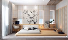 Arredare casa in stile giapponese senza rinunciare al design contemporaneo Japan Bedroom Design, Japanese Bedrooms, Japanese Bedroom Decor, Bedroom Japanese Style, Japanese Bedroom Design