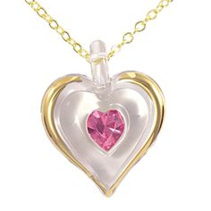 October Birthstone Heart Necklace Wear your birth month with pride - this Pink Genuine Crystals Crystal necklace celebrates the charm of October birthdays. Beautiful heart-shaped pendant handmade with gold edges, featuring a pink crystal. It hangs from an 18" gold-plated chain. Sparkling with Genuine Crystals and adorned with 22Kt Gold, this pendant is a blend of simplicity and luxury. The pendant is small, measuring 0.8 inches in height, 0.8 inches in width, and 0.1 inches in depth. It's perfec Heart Charm Pendant Birthstone Necklace For Gift, Heart Charm Pendant Birthstone Necklace Gift, Heart Charm Birthstone Pendant Necklace As Gift, Gold Heart Cut Birthstone Necklace For Gift, Gold Heart Cut Birthstone Necklace As Gift, Gold Heart Necklace With Birthstone For Gift, Round Pendant Birthstone Necklace For Valentine's Day Gift, Pink Birthstone Jewelry Gift, Gold Heart Necklace With Birthstone As Gift