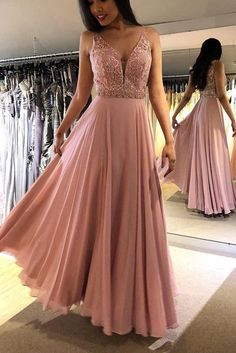 Prom Dresses Sparkly, Long Formal Dress, V Neck Prom Dresses, Floor Length Prom Dresses, Beaded Prom Dress, Dress Stores Online, Prom Dresses Online, Beauty Dress, Chiffon Prom Dress