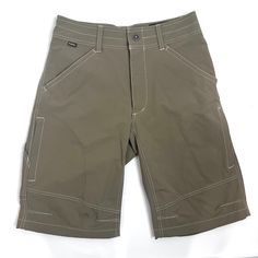 Kuhl Renegade Cargo Shorts Keep All The Style Of Casual Clothes But Get All The Function Of High-Performance Hiking Apparel. Zip Fly, Front Hand Pockets, A Side Cell Phone Pocket And 2 Rear Hook-And-Loop Pockets, Upf 50+, 88% Nylon Blend Smooth Finish Size 30 Approx 14” Flat Across Waist, 11.75” Long Inseam 10.5” Rise Like New Hiking Casual Active Khaki Green Gray Brown Normcore Gorpcore Slow Fashion Techwear Khaki Shorts For Outdoor Activities, Khaki Short Pants For Outdoor Activities, Khaki Outdoor Shorts, Khaki Hiking Bottoms With Hip Pockets, Khaki Outdoor Pants With Built-in Shorts, Khaki Short Length Bottoms For Outdoor Activities, Green Short Outdoor Pants, Green Outdoor Short Pants, Brown Casual Hiking Bottoms