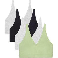 Experience the perfect blend of comfort and style with the Smart & Sexy Women's Comfort Cotton Plunge Bralette 4 Pack. These versatile bralettes are designed to provide long-lasting comfort and a touch of effortless chic to your wardrobe.

- Material: Soft, stretchy cotton
- Size: XL
- Color: Grey, Black, Glass Green
- Gender: Female
- Features: Removable cups, wire-free design, elastic support band, front camisole straps, deep V plunge, customizable cross-back straps

Ideal for daily wear, thes Female Features, Bralette Top, Band Design, Grey Glass, Bralette Tops, Comfort Color, Effortless Chic, Natural Shapes, Black Glass