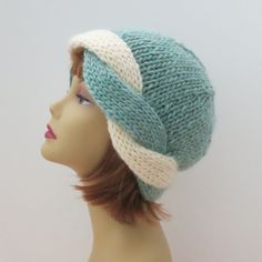 Warm Knit Hat Knitting Pattern, One Size Knit Hat Knitting Pattern, Winter Hat Diy, Beanie Hat Pattern, Hat Flower, Victorian Hats, Yarn Hats, Knitted Beret, Knitting Hat