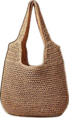 Beach Shoulder Hobo Bag, Beige Square Shoulder Bag For Vacation, Square Beige Shoulder Bag For Vacation, Rectangular Brown Hobo Bag For Beach, Brown Handheld Hobo Bag For Beach, Natural Shoulder Bag For Daily Use And Vacation, Beige Square Shoulder Bag For Beach, Natural Color Shoulder Bag For Vacation, Casual Square Hobo Bag For Vacation