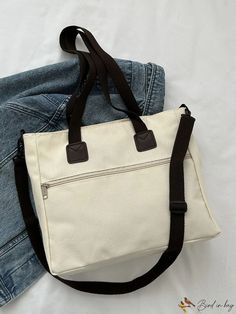 BirdinBag - Versatile Minimalist Tote Bag: Stylish, Spacious, Perfect for Students and Outdoor Activities Minimalist Tote Bag, Minimalist Tote, Inch Bag, Word Wrap, Bags Tote, Shoulder Tote Bag, Shoulder Tote, White Style, Womens Tote Bags