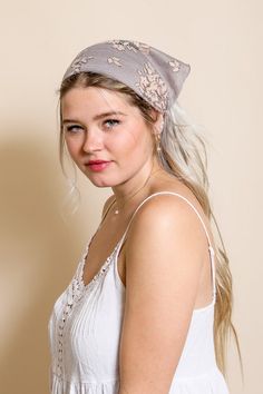 Bohemian floral lace head scarf Elegant Headband Style Bandana, Trendy Spring Headscarf One Size, Elegant One Size Headband Bandana, Spring Headscarf One Size Fits Most, Elegant One Size Bandana Headband, One Size Headwrap Headband For Spring, Adjustable Feminine Hair Accessories, One Size Spring Headband Headwrap, Spring Headwrap One Size Fits All Headband