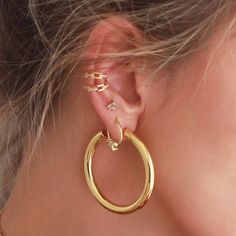 Sometimes the simple things in life are often the best, and this hoop earring is no exception. Mercas contemporary oversized tube design will bring a sense of style and sophistication to just about any look. Pair with a ankle length overcoat and your favorite cashmere scarf. Simple Things In Life, Tube Design, Stud Style, Earrings In Gold, Plate Design, Simple Things, Recycled Gold, Brass Earrings, Cashmere Scarf