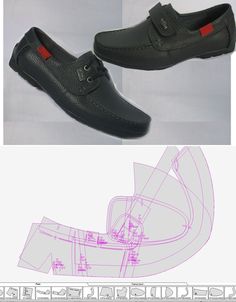 Digital patterns for making the teenager`s comfort shoes (moccasin style). Sizes are 35 - 40, medium width, heel height 1-2 cm. The archives consists of the upper part patterns, lining patterns and interlining pattern, everything is presented in two formats: universal graphic format DXF , and PDF (ready to print on standard home printer for A4 paper). The model`s pattern are available for two styles: lace-up shoes and velcro. The shoe last shape for the model is standard athletic shoe last or co Shoe Patterns, Shoes Pattern, Basic Shoes, Shoe Making, Moccasins Style, Pattern Shoes, Digital Patterns, Shoe Last, Shoe Pattern