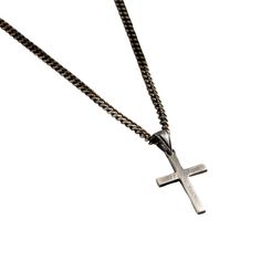 This simple yet elegant cross pendant is handmade in Sterling Silver, our expert jewellers then give each of the necklaces a unique patina, creating a darker rugged look. The cross is paired with a classic curb link chain, which is popular for its durability and masculine aesthetic. The pendant is a plain, lightly brushed cross - suitable for both casual and formal wear. This style of necklace is a popular gift choice as it has that perfect touch of edgy charm. Plus, it’s not just a look - it is a little reminder of strength, faith, or just straight-up great taste. Perfect for those who appreciate minimalist jewellery with timeless appeal. Each item is individually handmade to order in our Brighton workshop.  Made from: 925 Sterling silver. Masculine Aesthetic, Minimalist Jewellery, Mens Jewelry Necklace, Silver Cross Pendant, Rugged Look, Forever Jewelry, Creating Jewelry, Jewelry Ring Box, Cross Pendant Necklace