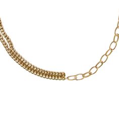 Audrey is a half double curb chain, half oval link necklace. This statement piece adds a simple elegance to everyday outfits and looks great layered with shorter necklaces. So effortlessly stylish that you'll want to wear our Audrey necklace every day! Product Features: Material: 18K gold plated alloy Length: Chain measures 19" and can be adjusted an extra 2.5" for 21.5" total length Lobster claw clasp Trendy Metal Chain Necklace For Layering, Trendy Double Chain Bracelet For Everyday, Trendy Everyday Double Chain Bracelet, Trendy Chain Link Layered Necklace, Metal Chain Bracelet For Layering, Trendy Multi-strand Adjustable Chain Necklace, Trendy Adjustable Multi-strand Chain Necklace, Trendy Everyday Double Strand Chain Necklace, Metal Necklace With Double Oval Link Chain