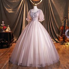 Stylish Formal Dresses, Masquerade Ball Gown, Long Ball Gown, Ball Gown Dress, 파티 드레스, Banquet Dresses, Embellished Gown, Fairytale Dress, Half Sleeve Dresses