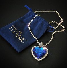 Necklace "Ocean Heart"-Jewelry-Pisani Maura-Blue-royal blue-45cm-Pisani Maura Blue Pendant Necklace, Ocean Inspired Jewelry, Ocean Heart, Ocean Necklace, Blue Pendant, Necklace Necklace, Sapphire Necklace, Blue Necklace, Crystal Necklace Pendant