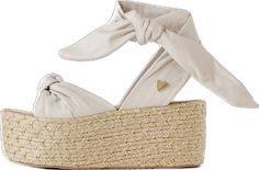 Casual White Platform Espadrilles, White Platform Espadrilles Casual Style, Chic White High Heel Espadrilles, Casual High Heel Espadrilles For Summer, Chic Natural Platform Espadrilles, Chic Beige Espadrilles With Woven Sole, Casual White Open Toe Espadrilles, Trendy Beige Espadrilles With Woven Sole, Chic Cream Open Toe Espadrilles