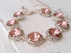 Blush braceletblush pink crystal braceletBlush by EldorTinaJewelry Pink Crystal Wedding Bracelets, Pink Bracelets With Sparkling Stones, Pink Wedding Bracelets With Sparkling Stones, Pink Sparkling Stones Bracelet For Wedding, Pink Crystal Bracelets For Party, Pink Crystal Bracelet With Sparkling Stones For Party, Pink Glamorous Wedding Jewelry, Pink Rhinestone Wedding Jewelry, Glamorous Pink Wedding Jewelry