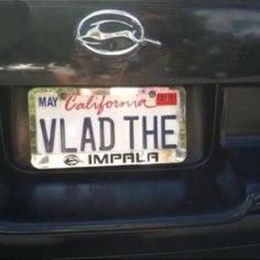 a car license plate with the word vladd the imppla on it