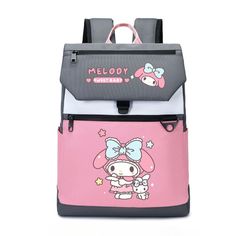 This charming Kuromi character backpack is perfect for children who enjoy stylish and functional accessories. Ideal for school, travel, or daily activities, this backpack combines practical storage with a fun design. Features:- Material: Made from durable polyester, ensuring longevity and easy maintenance. Intended Age Range: Suitable for children aged 6 and up. Special Features: Adjustable padded shoulder straps for comfort and a spacious main compartment with an additional front zippered pocke Back To School Cartoon Print Bags, Kawaii Student Backpack, Student Bags With Cartoon Print For Back To School, Back To School Bags With Cartoon Print For Students, Pink School Bag With Cartoon Print, Harajuku Style Student Backpack For Back To School, Kawaii School Bag For End Of School Year, Cute School Backpack With Cartoon Print, Harajuku Style School Backpack