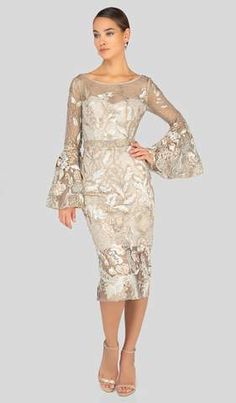 Mother of the Bride Dresses, Wedding Gowns For Bride's Mother – Couture Candy Couture Cocktail Dress, Tea Length Formal Dresses, Mother Of The Bride Dresses Long, Dress Couture, Mother Of Groom Dresses, Embroidered Lace Dress, Long Sleeve Cocktail Dress, Terani Couture, Designer Evening Dresses