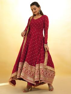 Introducing our stunning "fascinating red embroidered georgette wedding wear salwar suit" - a must-have for your ethnic wear collection.
This gorgeous suit set includes a red color georgette suit with intricate embroidered work and sequin work, paired with a matching georgette pant and dupatta. The suit pant is fully stitched and available in sizes XS to XXL, ensuring a perfect fit for all body types.
Whether you're attending a wedding, cocktail party, engagement, or festival, this outfit will m Red Georgette Kurta With Traditional Drape, Red Semi-stitched Anarkali Set For Reception, Semi-stitched Red Anarkali Set With Resham Embroidery, Red Semi-stitched Anarkali Set With Resham Embroidery, Red Salwar Kameez With Chikankari Embroidery, Festive Red Anarkali Set With Dabka Work, Red Chinon Churidar For Navratri, Bollywood Red Anarkali Set With Chikankari Embroidery, Red Chikankari Embroidery Sharara For Reception