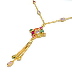 Indulge in luxury with this 22k yellow gold necklace, weighing 9.6 grams. Its lush cubic zirconia pendant radiates a timeless allure. The necklace gracefully extends to 18" with a 2.2" drop. Benefit from its 2" adjustable links for a perfect fit, while a lobster lock provides security. PRODUCT DETAILS Gold Purity(karat): 22k Item Weight(grams): 9.6 Item Finish: Yellow Gold Stone: Cubic Zirconia Necklace Length: 18" Drop Length: 2.2" Adjustable Links: ﻿2" Links Lock Style: Lobster Lock Luxury 22k Gold Necklaces, 22k Gold Necklace, Zirconia Necklace, Lock Style, Yellow Gold Necklace, Cubic Zirconia Necklace, Gold Stone, 22k Gold, Necklace Length