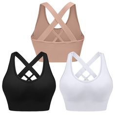 PRICES MAY VARY. ✔Classic Design: Our sports bra features a square neck, wide strap design,crisscross back adds a touch of style to your workout attire that is sure to turn heads at the gym or on the go. ✔High Support: With removable cups and high support material, our workout bra provides the perfect balance of comfort and support for your active lifestyle. From lounging to high intensity activities,this bra fits perfect. ✔Quality Material：Made with stretchy, lightweight, and breathable materia Padded Sports Bra For Women, Medium Support Seamless Sports Bra With Cross Back, Medium Support Seamless Cross Back Sports Bra, Sporty Cross-back Sports Bra With Seamless Construction, Medium Support Seamless Cross-back Sports Bra, Seamless Strappy Back Sports Bra For Gym, Seamless Medium Support Sports Bra With Cross Back, Gym Crop Top Bra Friendly With Cross Back, Sporty Seamless Crop Top With Cross Back