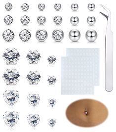 the tools needed for making diamond studs are shown in this image, including an assortment of different sizes and shapes