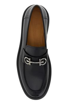 Buckle Loafers, Ferragamo Men, Mens Black Leather, The Vamps, Embossed Logo, Manners, Luxury Boutique, Boat Shoes, Calf Leather