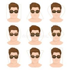 Man sunglasses shapes 5. stock illustration. Illustration of optic - 75718385 Sunglasses Shapes, Face Shape Sunglasses, Rectangle Face Shape, Face Types, Square Face Shape, Round Face Shape, Heart Face, Spectacles Frames