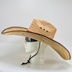 "Grande Mega Ranchero Straw Hat, Brim size about 7.50\" inches, inside circumference about 23.25\" inches overall hat size 23.5\"x22\" inches. With an elastic sweat bandana and an adjustable chin strap, hand crafted in Mexico" Casual Wide Brim Straw Hat For Western-themed Events, Adjustable Country Style Top Hat For Outdoor, Adjustable Brimmed Straw Hat For Country Events, Adjustable Flat Brim Straw Hat For Rodeo, Adjustable Flat Brim Straw Hat For Country Events, Adjustable Fit Flat Brim Straw Hat For Country Events, Country Style Wide Brim Top Hat For Outdoor, Uv Protection Hat With Curved Brim, Adjustable Short Brim Sun Hat For Rodeo