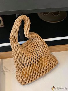 Bird in Bag - Cotton Hollow Bag Trendy Brown Pouch Beach Bag, Trendy Natural Color Hobo Bag In Pouch Shape, Trendy Natural Color Hobo Bag Pouch, Trendy Natural Pouch Shoulder Bag, Braided Handles Pouch Shoulder Bag For Shopping, Summer Everyday Pouch Box Bag, Chic Large Capacity Crochet Pouch Bag, Versatile Pouch Bag With Braided Handles, Casual Hobo Pouch Bag With Top Handle