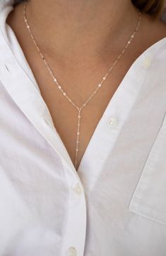 Perfect for layering, stunning oval links shine along this Y-necklace for a delicately beautiful day-to-night accessory. 20" length 14k-gold fill or sterling silver Made in the USA Elegant 14k Gold-filled Oval Link Necklaces, Elegant 14k Gold Filled Oval Link Necklace, Elegant 14k Gold-filled Jewelry With Paperclip Chain, Elegant 14k Gold-filled Necklace With Figaro Chain, 14k Gold Lariat Necklace With Delicate Chain, Dainty 14k Gold Lariat Necklace With Dangle, Classic 14k Gold Drop Necklace, Elegant Teardrop Drop Necklace For Layering, Formal Long Drop Delicate Chain Necklace