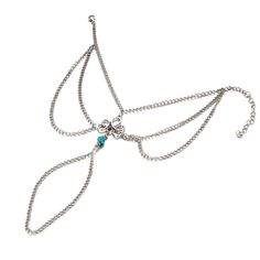 Whether you're walking along the beach or your own backyard, this linked toe ring anklet flaunts a colorful bead accent and silver-plated finish for stylish steps. 9.1" L with 2" extender Lobster claw clasp Silver-plated copper / teal resin Adjustable Silver Beads Jewelry For Summer, Adjustable Chain Bracelets For Summer, Silver Metal Body Jewelry For Beach, Summer Metal Beaded Bracelets, Silver Body Jewelry For Summer Beach, Summer Beaded Metal Bracelets, Summer Silver Body Jewelry With Adjustable Chain, Summer Body Jewelry With Adjustable Silver Chain, Summer Silver Chain Body Jewelry