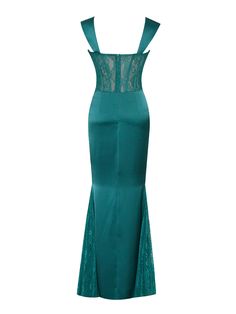 Indulge in the allure and romance of our latest creation. Introducing the Callista, meticulously crafted from teal satin to envelop you in luxury. This strapless masterpiece boasts a timeless sweetheart neckline, complemented by bones and padded cups for a supportive and flattering fit. Revel in the sophisticated charm of the lace-paneled corset and side sway, adding an irresistible allure to your ensemble. With an invisible zipper ensuring the elegance and grace. Perfect for any special occasio Green Evening Dress With Corset Back For Gala, Fitted Green Corset Dress For Gala, Green Fitted Corset Dress For Gala, Green Fitted Satin Evening Dress, Green Satin Finish Fitted Evening Dress, Green Evening Dress With Corset Back For Formal Occasions, Green Corset Back Evening Dress For Formal Occasions, Elegant Green Corset Dress With Boned Bodice, Elegant Satin Finish Corset Dress For Formal Occasions