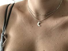 "Enjoy FREE SHIPPING WORLDWIDE+ 10% off all jewelry + Free beautiful gift wrap ❤ Welcome to My Store!❤ A rich silver moon has been set on dainty twinkling silver chains to create this gorgeous enchanting necklace, perfectly suited for layering. Our crescent moon choker necklace set made of 100% Sterling Silver and extremely durable. Sizes: The length of the short-chain: 14.2\" (36 cm) The length of the long-chain: 15.7\" (40 cm) The necklace comes with a 2-inch extension chain for comfortable we Crescent Moon Choker, Moon Phase Choker Necklace, Adjustable Moon Clavicle Chain Jewelry, Adjustable Moon-shaped Clavicle Chain Jewelry, Adjustable Moon Shaped Clavicle Chain Jewelry, Adjustable Silver Half Moon Necklace, Adjustable Half Moon Silver Necklace, Silver Moon Charm Choker Necklace, Silver Choker Necklace With Moon Charm