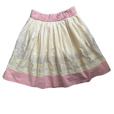 New Without Tags Size Small, Side Zipper And Lined. Beautiful Embroidery Floral Design. Approximately 20” Long And 26” Waist Summer Cream Embroidered Skirt, Embroidered Cream Skirt For Summer, Elegant Pink Skirt With Lace Trim, Fitted Skirt With Embroidered Hem For Spring, Spring Mini Skirt With Embroidered Hem, Spring Embroidered Hem Mini Skirt, Pink Cotton Skirt With Lace Trim, Traditional Pink Summer Skirt, Traditional Pink Skirt For Summer