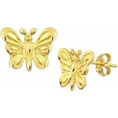 These handcrafted high-polished magnificent butterfly earrings will complement every jewelry collection. Butterflies are known to symbolize renewal and finding joy in life. They will be a classic heirloom gift for your loved ones. The high-polish will add extra sparkle to every outfit, day or night. It will be the perfect gift for every occasion. Size: One Size. Color: Metal Type. Gender: female. Age Group: adult. Butterfly-shaped Yellow Gold Earrings For Anniversary, Gold Butterfly Earrings For Formal Occasions, Yellow Gold Butterfly Earrings For Anniversary, Butterfly-shaped Yellow Gold Anniversary Earrings, Hypoallergenic Yellow Gold Butterfly Jewelry, Hypoallergenic Butterfly-shaped Yellow Gold Jewelry, Hypoallergenic Butterfly Yellow Gold Jewelry, Butterfly-shaped Jewelry With Matching Earrings For Anniversary, Butterfly Shaped Jewelry With Matching Earrings For Anniversary