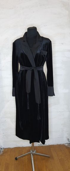 Velvet jacket maxi dress,velvet tuxedo dress.  this amazing velvet dress perfect as a dress and as a top coat. please, when order give me your measurments: bust,waist, hips and your heigt. Black Velvet Tuxedo, Comfy House, Black Dress Jacket, Velvet Tuxedo, House Clothes, Velvet Coat, Dress Velvet, Tuxedo Dress, Velvet Jacket